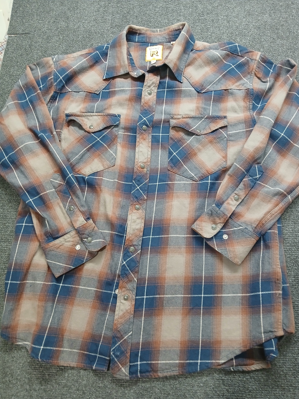 Men's Casual Plaid Flannel Button-Down Shirt Sz XL